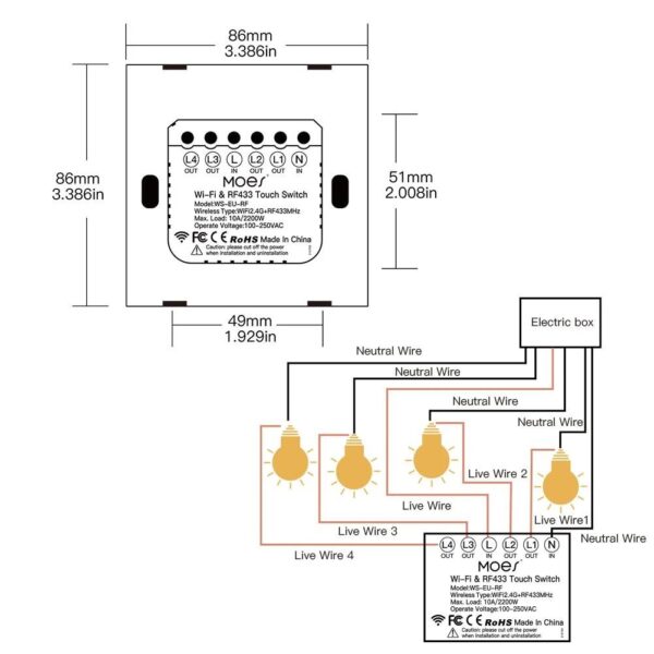 Lanka Smart Switch | 4 Gang Smart Switch