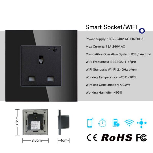 Lanka Smart Switch | Smart Wifi Wall Socket 16A ( With energy consumption meter)